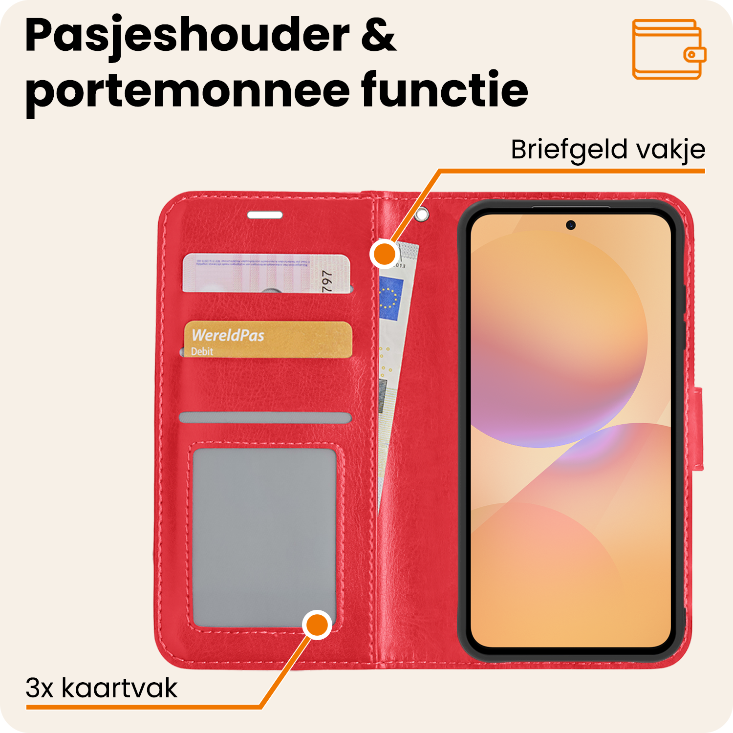 Nomfy Nomfy Samsung Galaxy A36 Hoesje Bookcase Met 2x Screenprotector - Rood