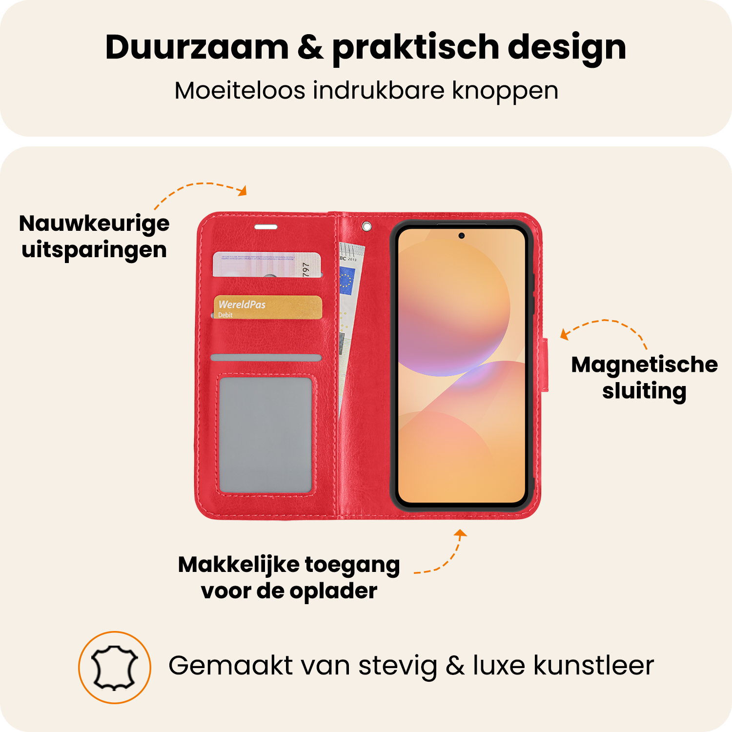 Nomfy Nomfy Samsung Galaxy A36 Hoesje Bookcase Met 2x Screenprotector - Rood