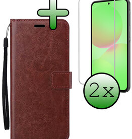 BASEY. BASEY. Samsung Galaxy A36 Hoesje Bookcase Met 2x Screenprotector - Bruin