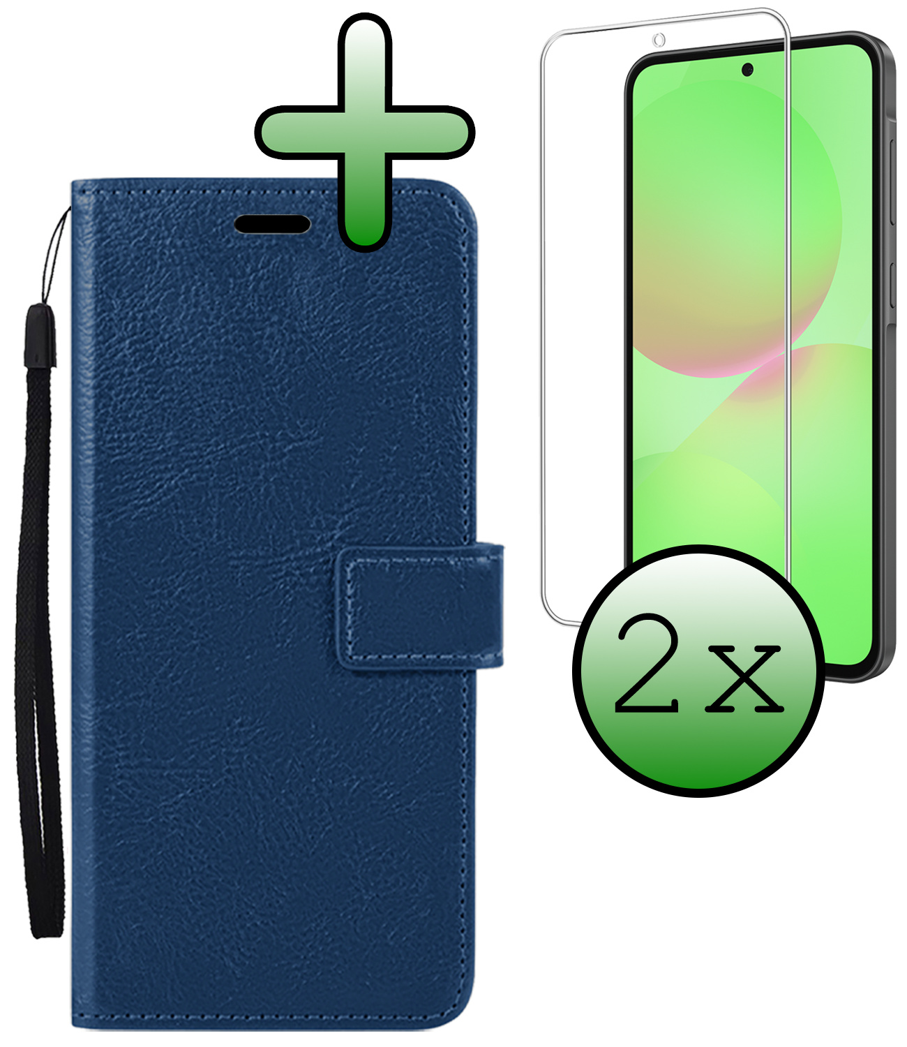 BASEY. BASEY. Samsung Galaxy A36 Hoesje Bookcase Met 2x Screenprotector - Donkerblauw