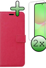 BASEY. BASEY. Samsung Galaxy A36 Hoesje Bookcase Met 2x Screenprotector - Donkerroze