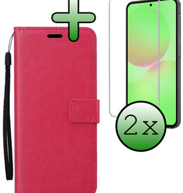 BASEY. BASEY. Samsung Galaxy A36 Hoesje Bookcase Met 2x Screenprotector - Donkerroze