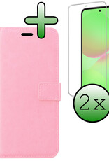 BASEY. BASEY. Samsung Galaxy A36 Hoesje Bookcase Met 2x Screenprotector - Lichtroze