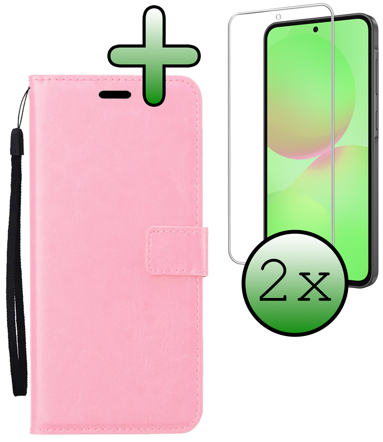 BASEY. BASEY. Samsung Galaxy A36 Hoesje Bookcase Met 2x Screenprotector - Lichtroze