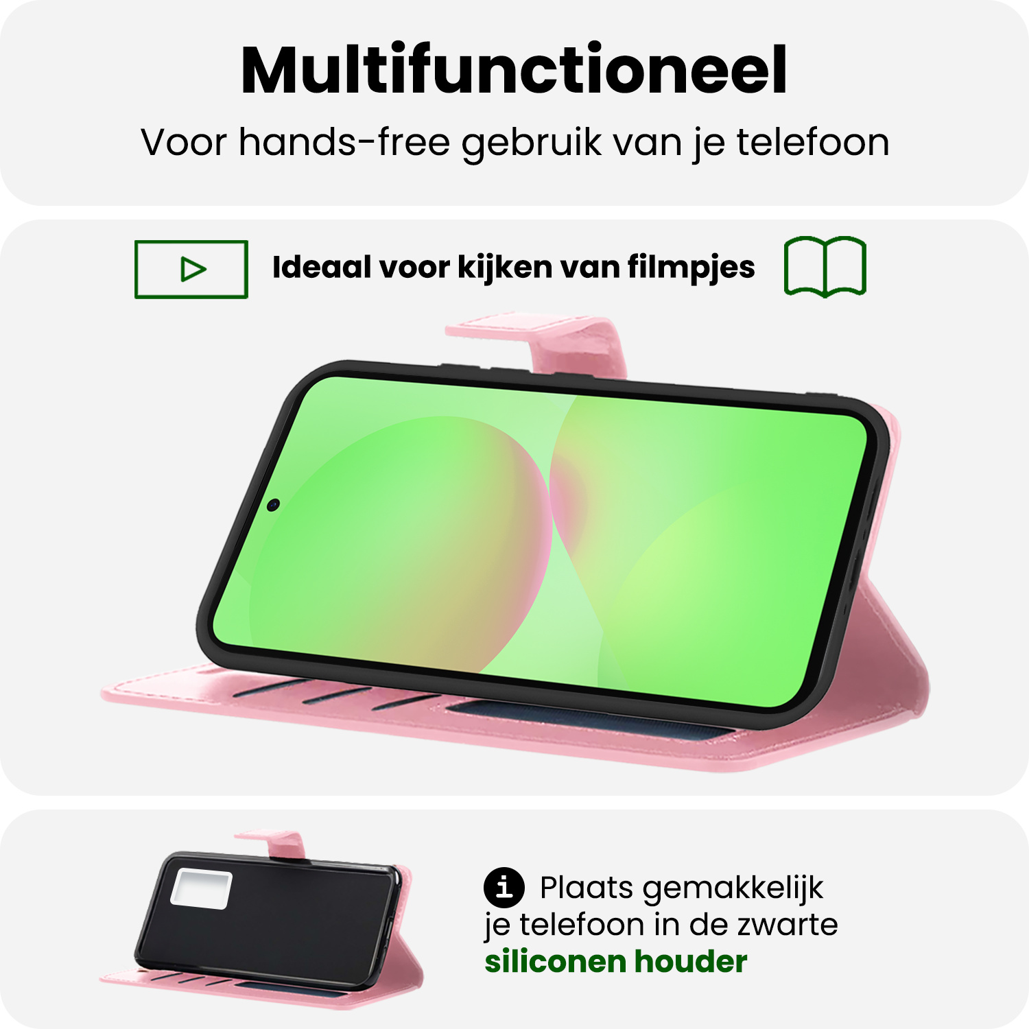 BASEY. BASEY. Samsung Galaxy A36 Hoesje Bookcase Met 2x Screenprotector - Lichtroze