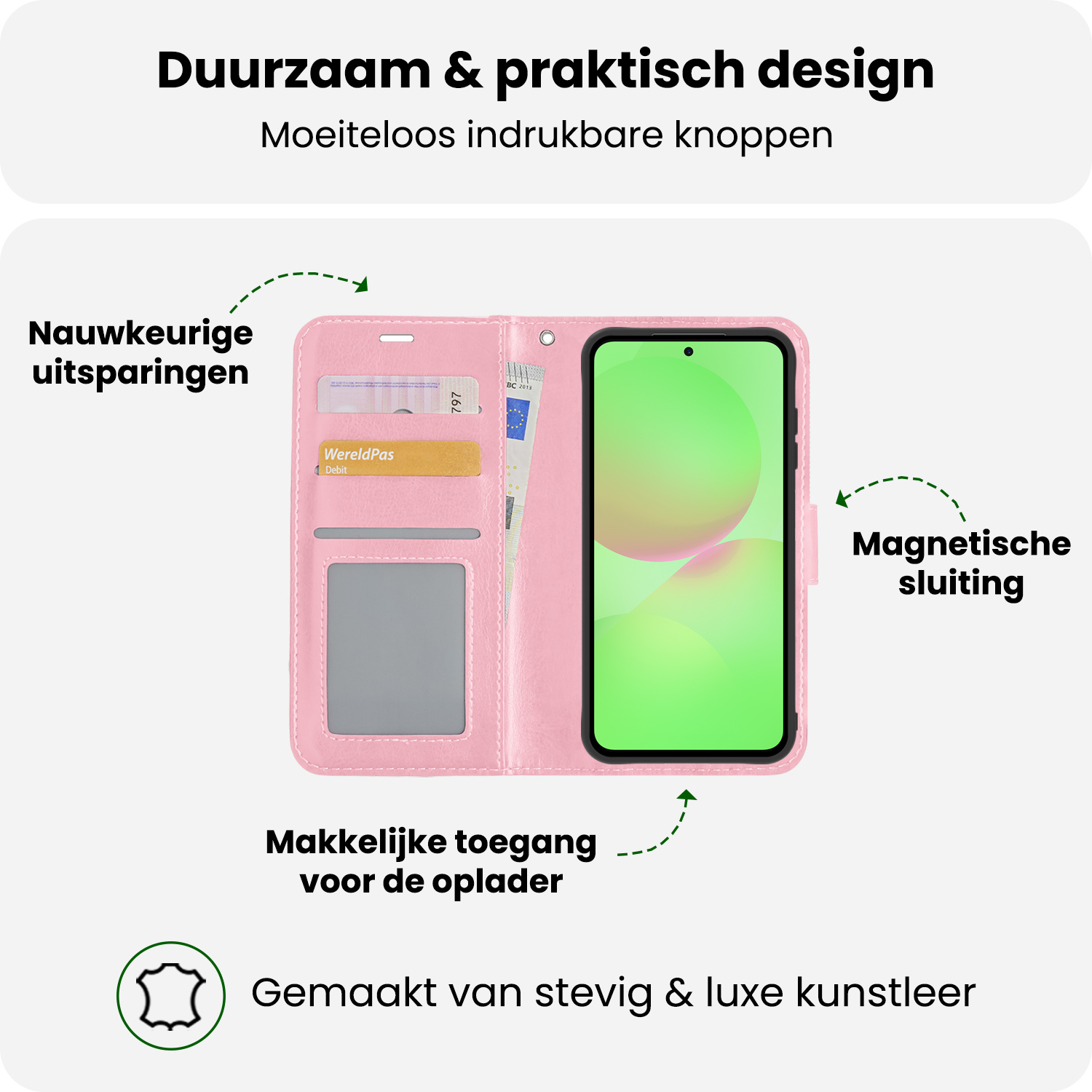 BASEY. BASEY. Samsung Galaxy A36 Hoesje Bookcase Met 2x Screenprotector - Lichtroze