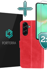 Forterra Forterra Samsung Galaxy A36 Hoesje Bookcase Met 2x Screenprotector - Rood