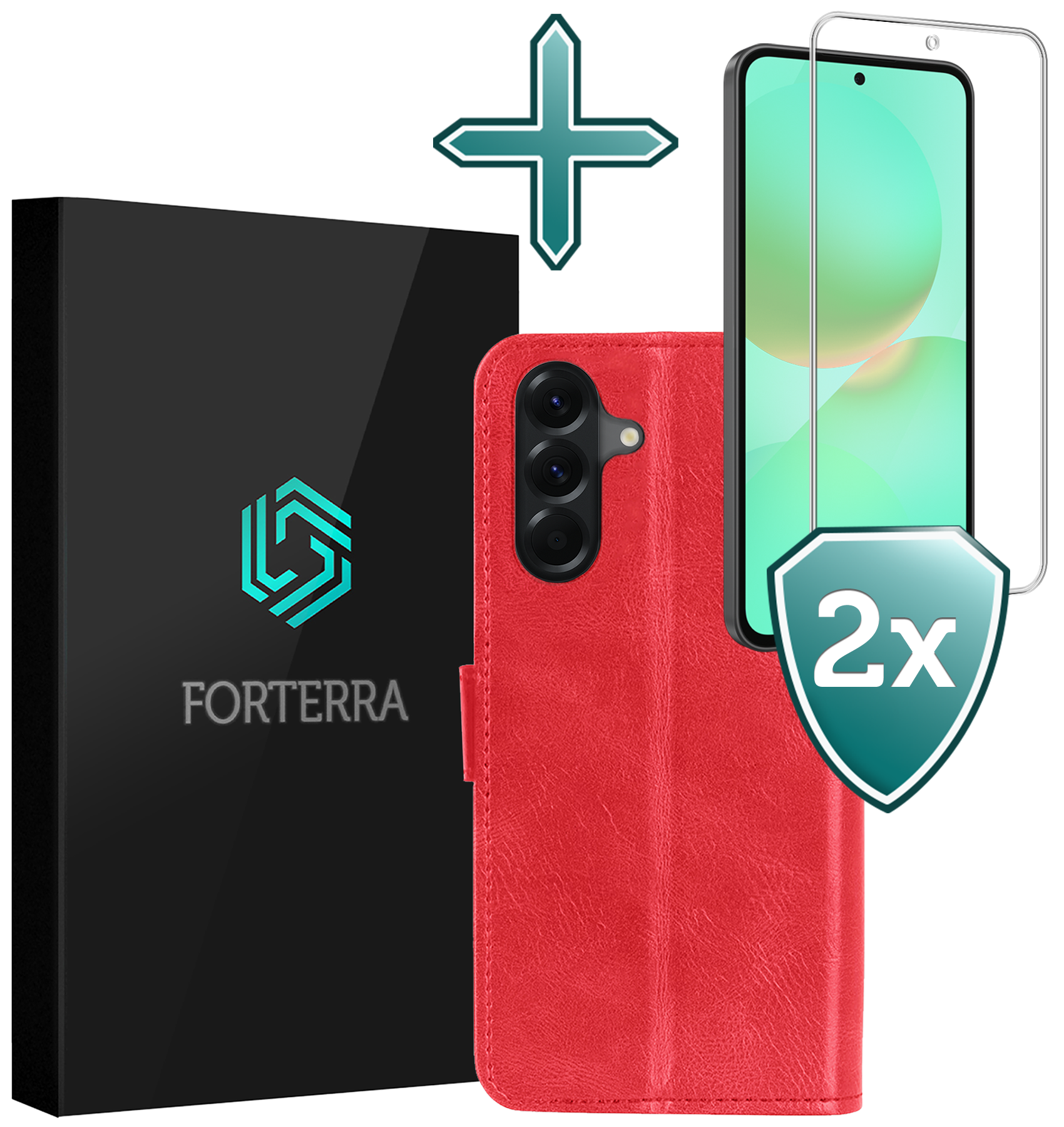 Forterra Forterra Samsung Galaxy A36 Hoesje Bookcase Met 2x Screenprotector - Rood