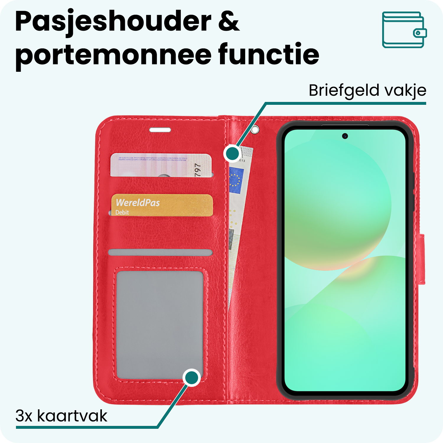 Forterra Forterra Samsung Galaxy A36 Hoesje Bookcase Met 2x Screenprotector - Rood