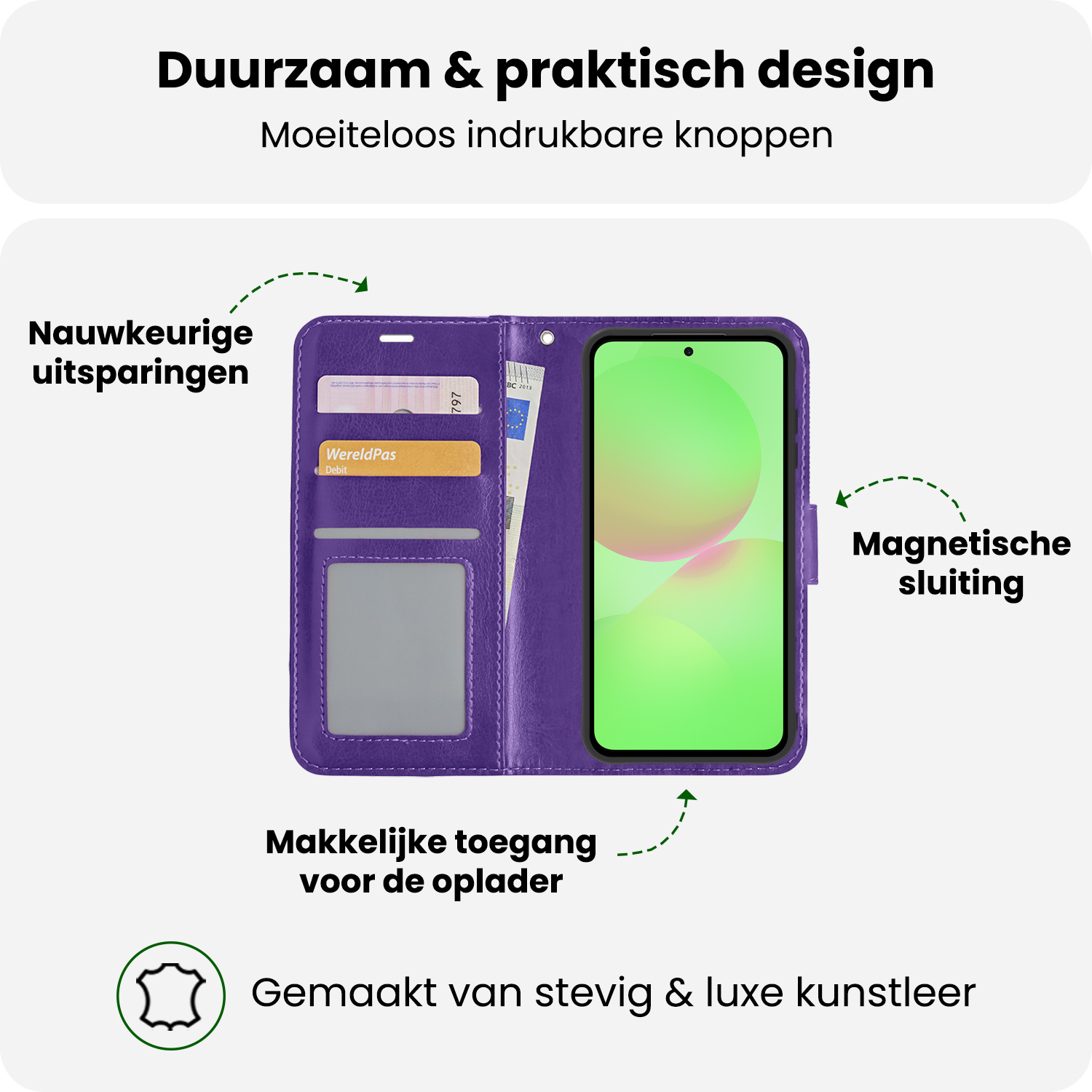 BASEY. BASEY. Samsung Galaxy A36 Hoesje Bookcase Met 2x Screenprotector - Paars