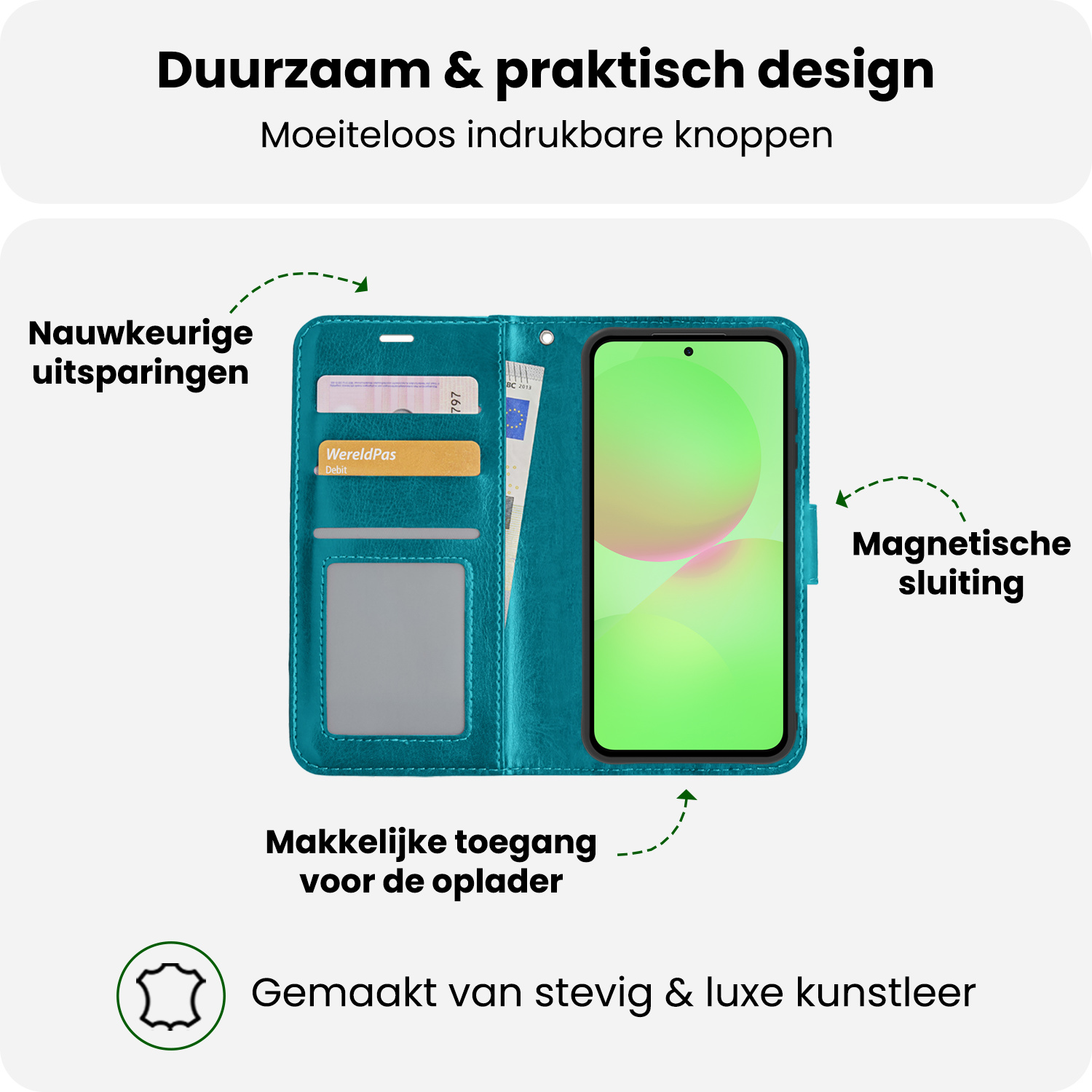BASEY. BASEY. Samsung Galaxy A36 Hoesje Bookcase Met 2x Screenprotector - Turquoise