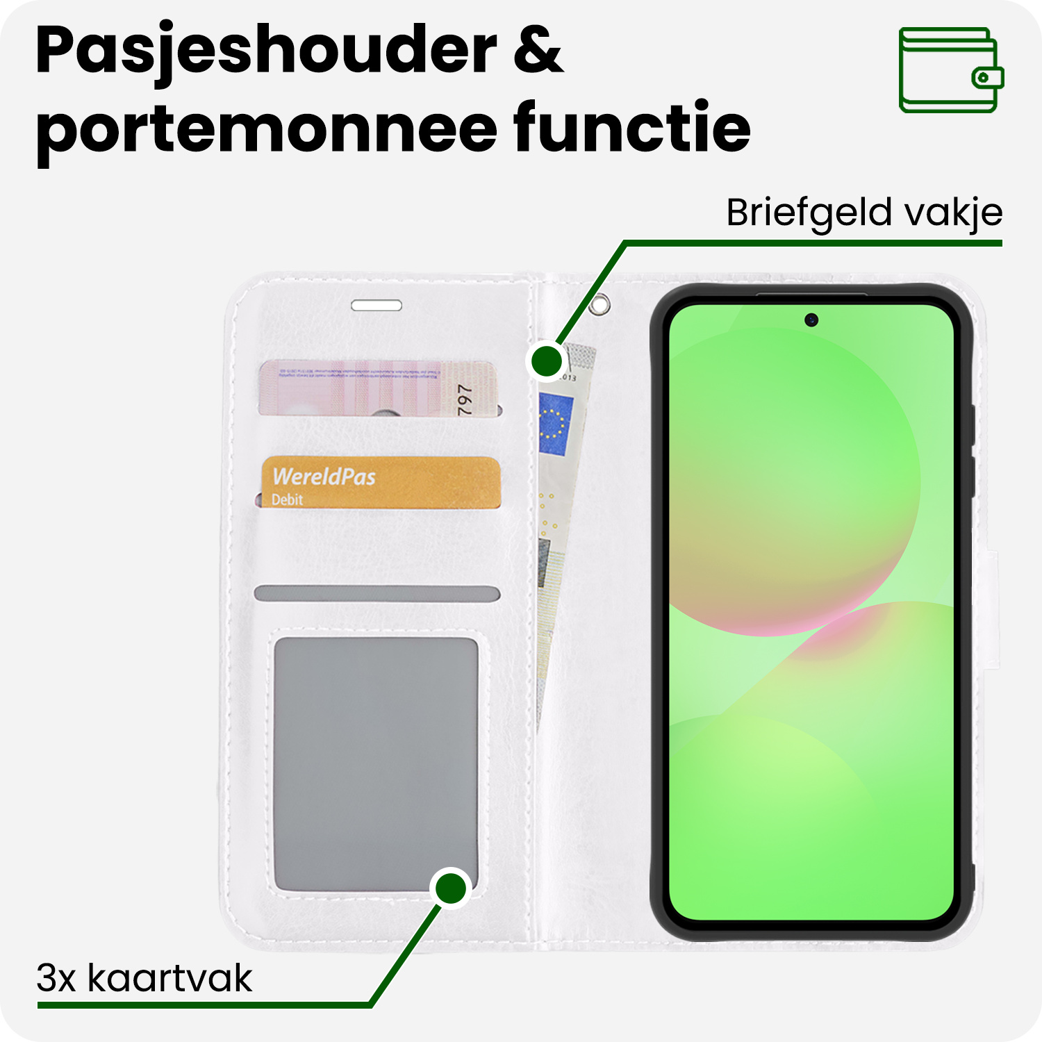 BASEY. BASEY. Samsung Galaxy A36 Hoesje Bookcase Met 2x Screenprotector - Wit