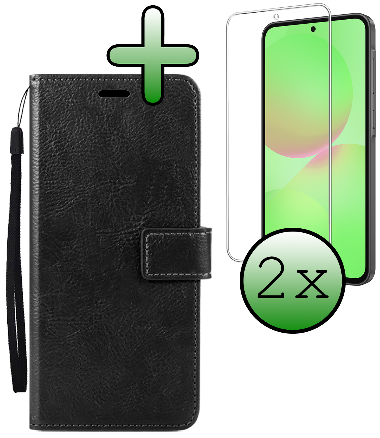 BASEY. BASEY. Samsung Galaxy A36 Hoesje Bookcase Met 2x Screenprotector - Zwart