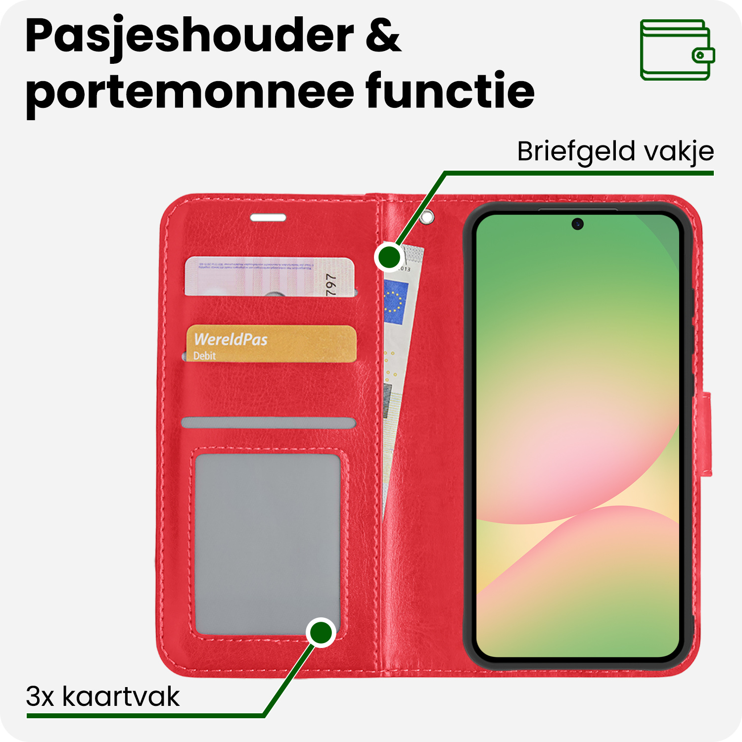 BASEY. BASEY. Samsung Galaxy A56 Hoesje Bookcase - Rood