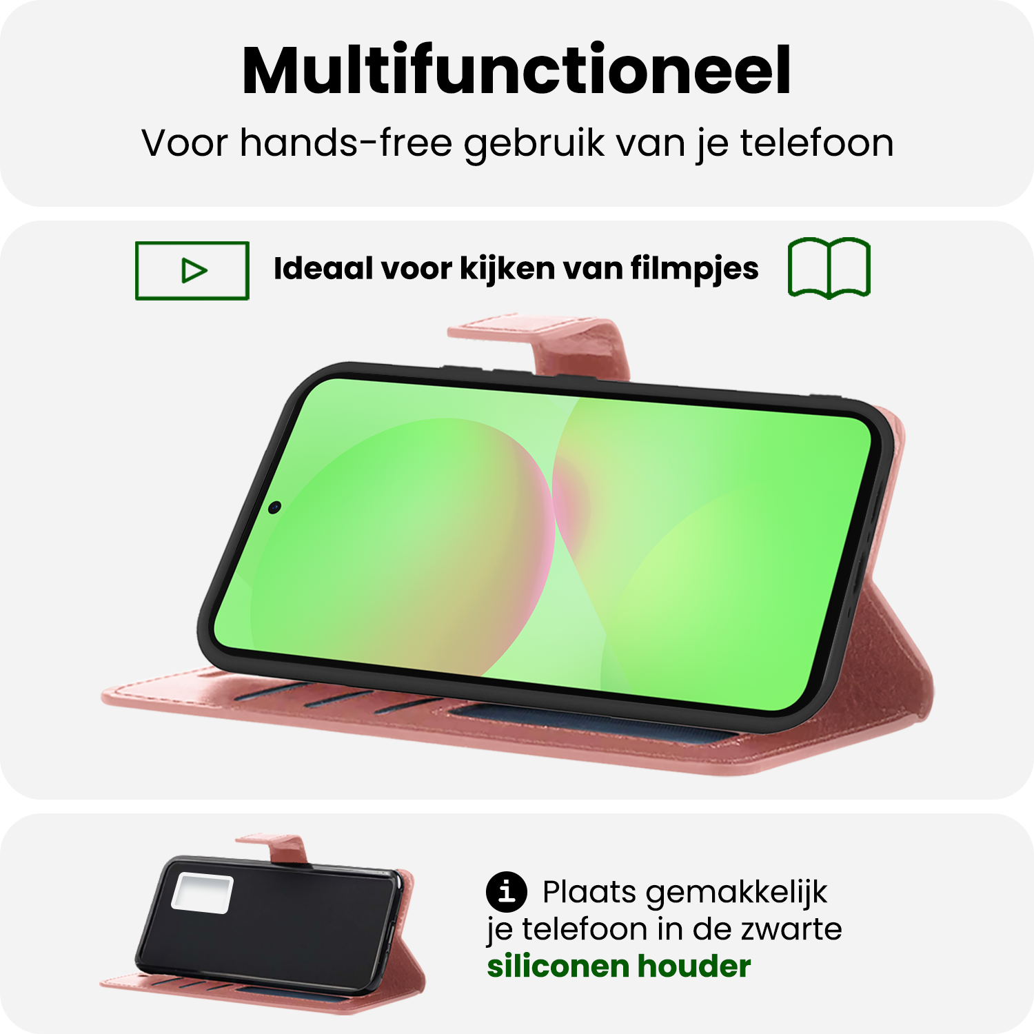 BASEY. BASEY. Samsung Galaxy A36 Hoesje Bookcase Met 2x Screenprotector - Rose Goud