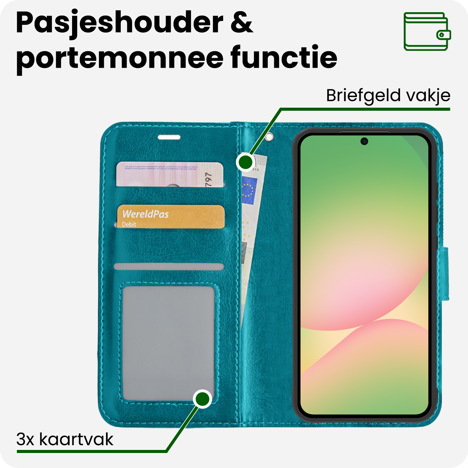 BASEY. BASEY. Samsung Galaxy A56 Hoesje Bookcase - Turquoise