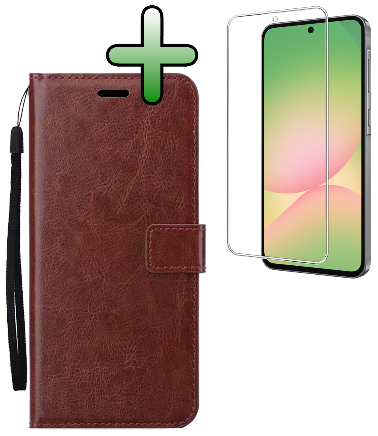 BASEY. BASEY. Samsung Galaxy A56 Hoesje Bookcase Met Screenprotector - Bruin