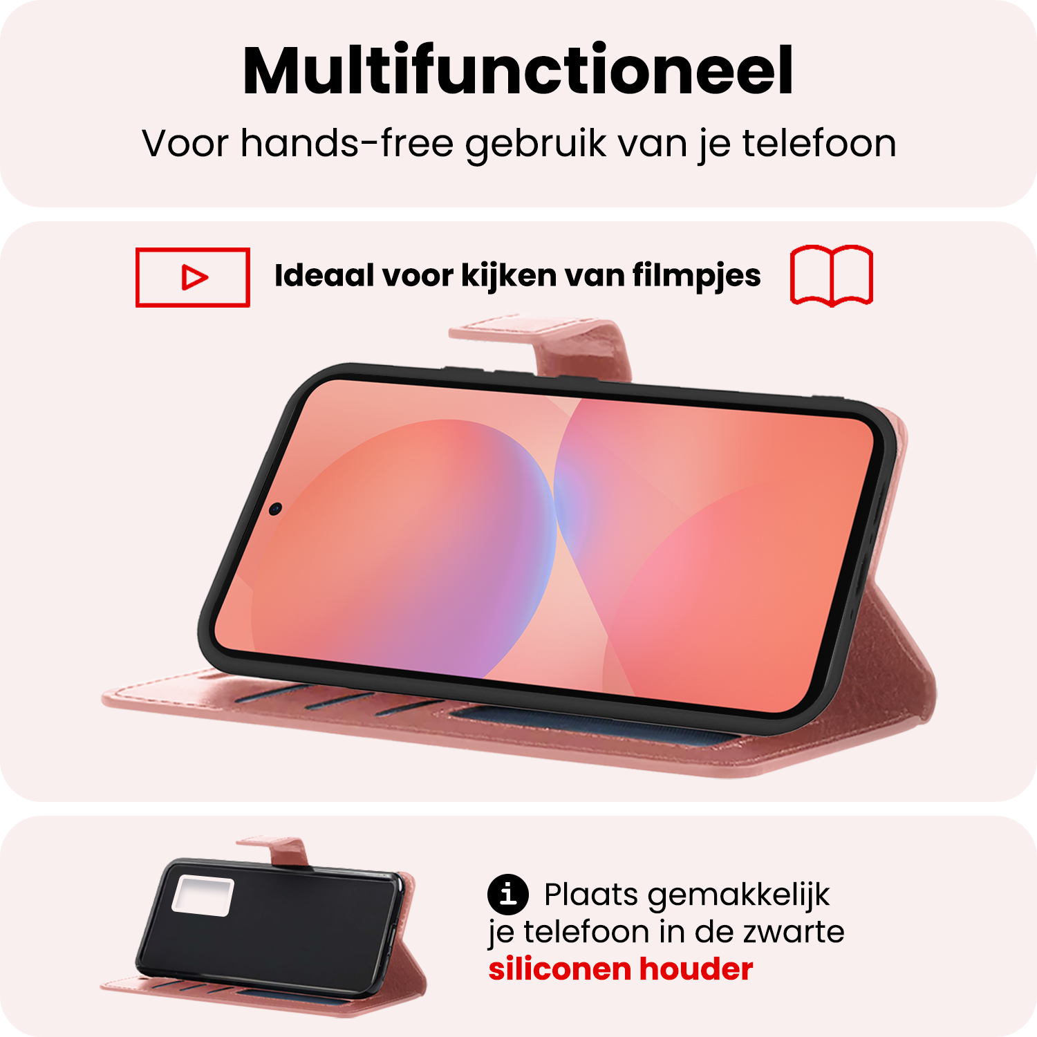 NoXx NoXx Samsung Galaxy A36 Hoesje Bookcase Met Screenprotector - Rose Goud