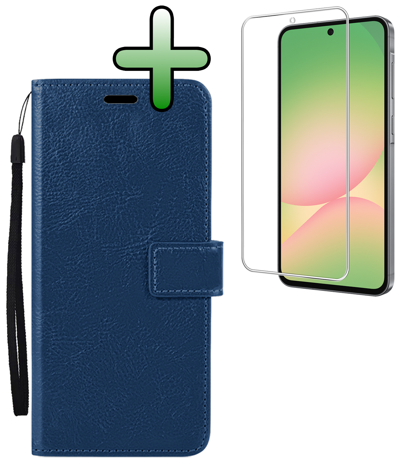 BASEY. BASEY. Samsung Galaxy A56 Hoesje Bookcase Met Screenprotector - Donkerblauw