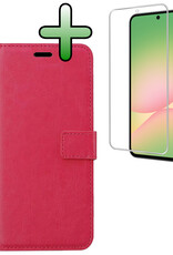BASEY. BASEY. Samsung Galaxy A56 Hoesje Bookcase Met Screenprotector - Donkerroze