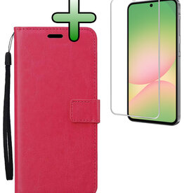 BASEY. BASEY. Samsung Galaxy A56 Hoesje Bookcase Met Screenprotector - Donkerroze