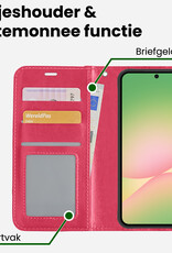 BASEY. BASEY. Samsung Galaxy A56 Hoesje Bookcase Met Screenprotector - Donkerroze