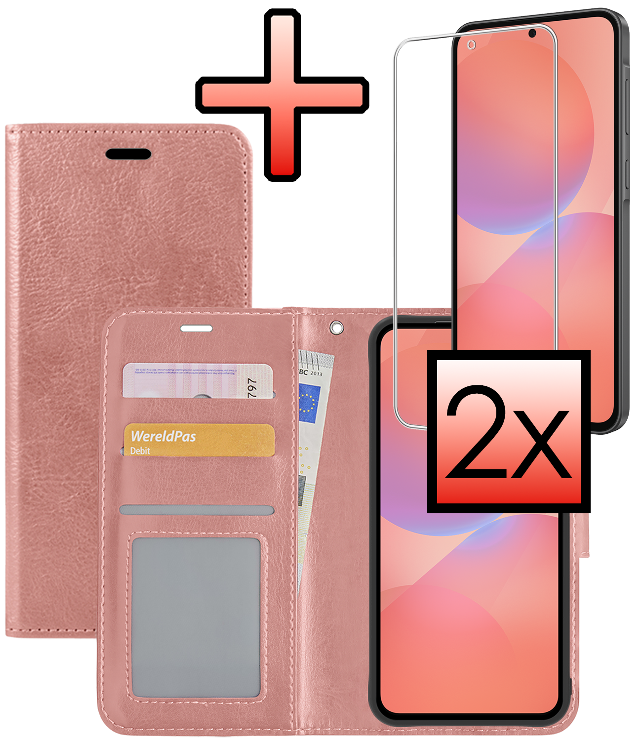 NoXx NoXx Samsung Galaxy A36 Hoesje Bookcase Met 2x Screenprotector - Rose Goud