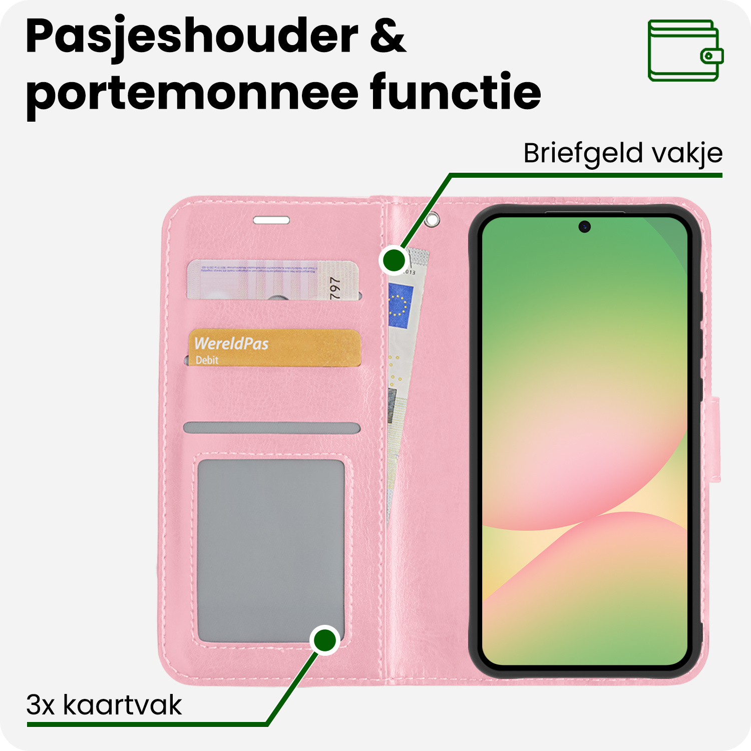 BASEY. BASEY. Samsung Galaxy A56 Hoesje Bookcase Met Screenprotector - Lichtroze