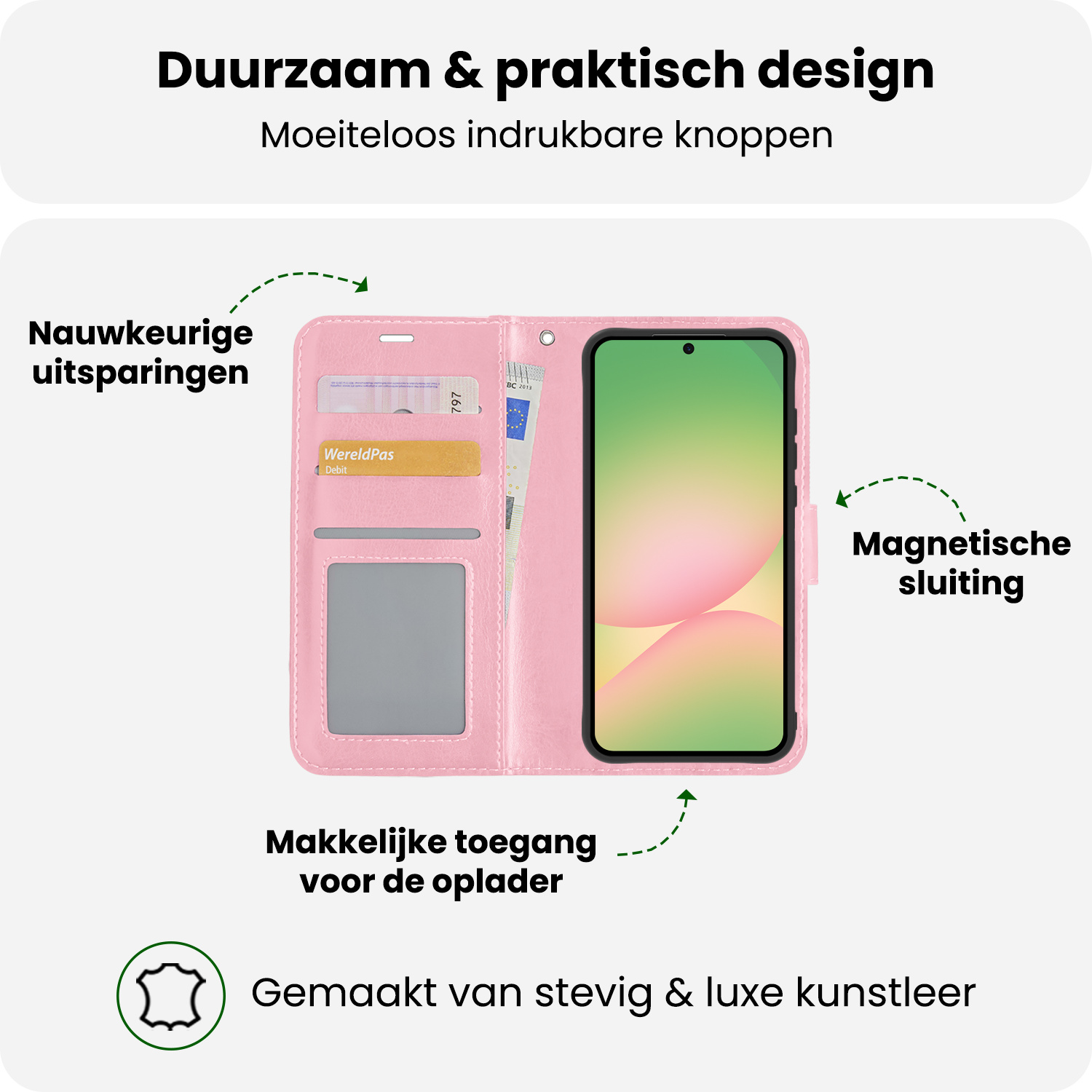 BASEY. BASEY. Samsung Galaxy A56 Hoesje Bookcase Met Screenprotector - Lichtroze