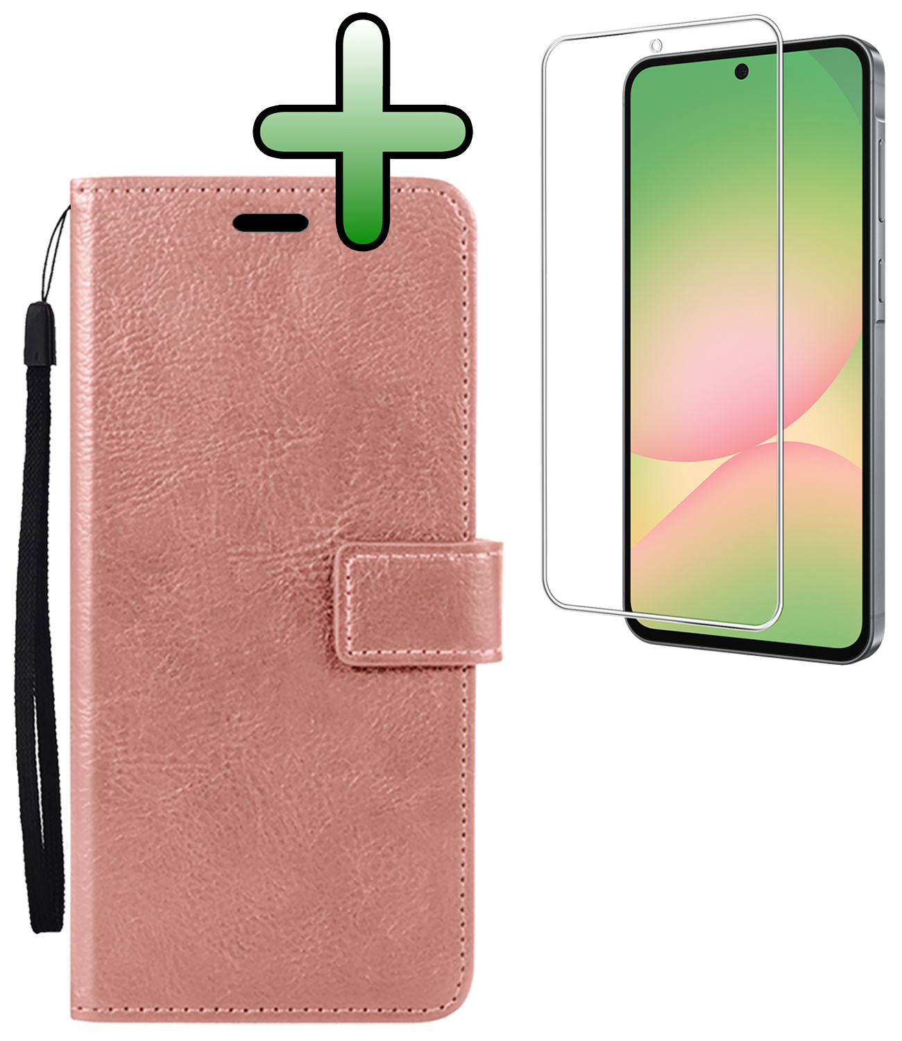 BASEY. BASEY. Samsung Galaxy A56 Hoesje Bookcase Met Screenprotector - Rose Goud
