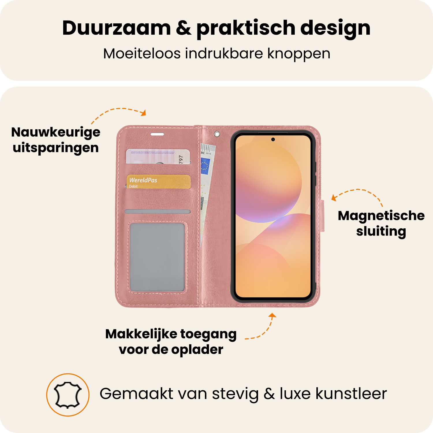 Nomfy Nomfy Samsung Galaxy A36 Hoesje Bookcase Met Screenprotector - Rose Goud