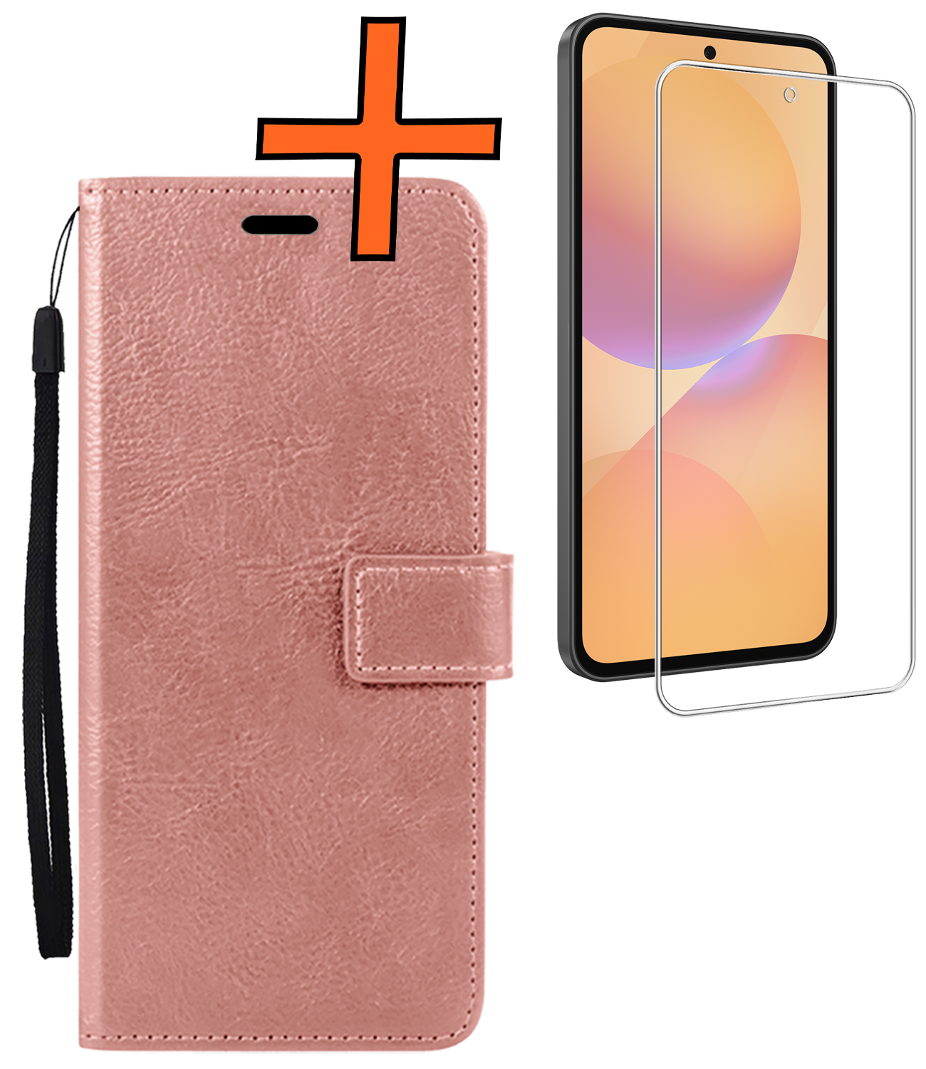 Nomfy Nomfy Samsung Galaxy A36 Hoesje Bookcase Met Screenprotector - Rose Goud
