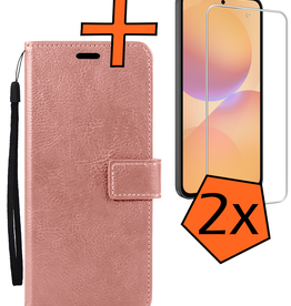 Nomfy Nomfy Samsung Galaxy A36 Hoesje Bookcase Met 2x Screenprotector - Rose Goud