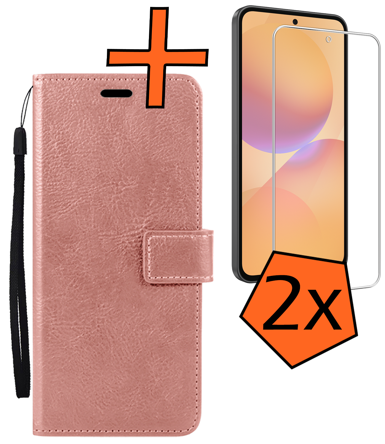 Nomfy Nomfy Samsung Galaxy A36 Hoesje Bookcase Met 2x Screenprotector - Rose Goud