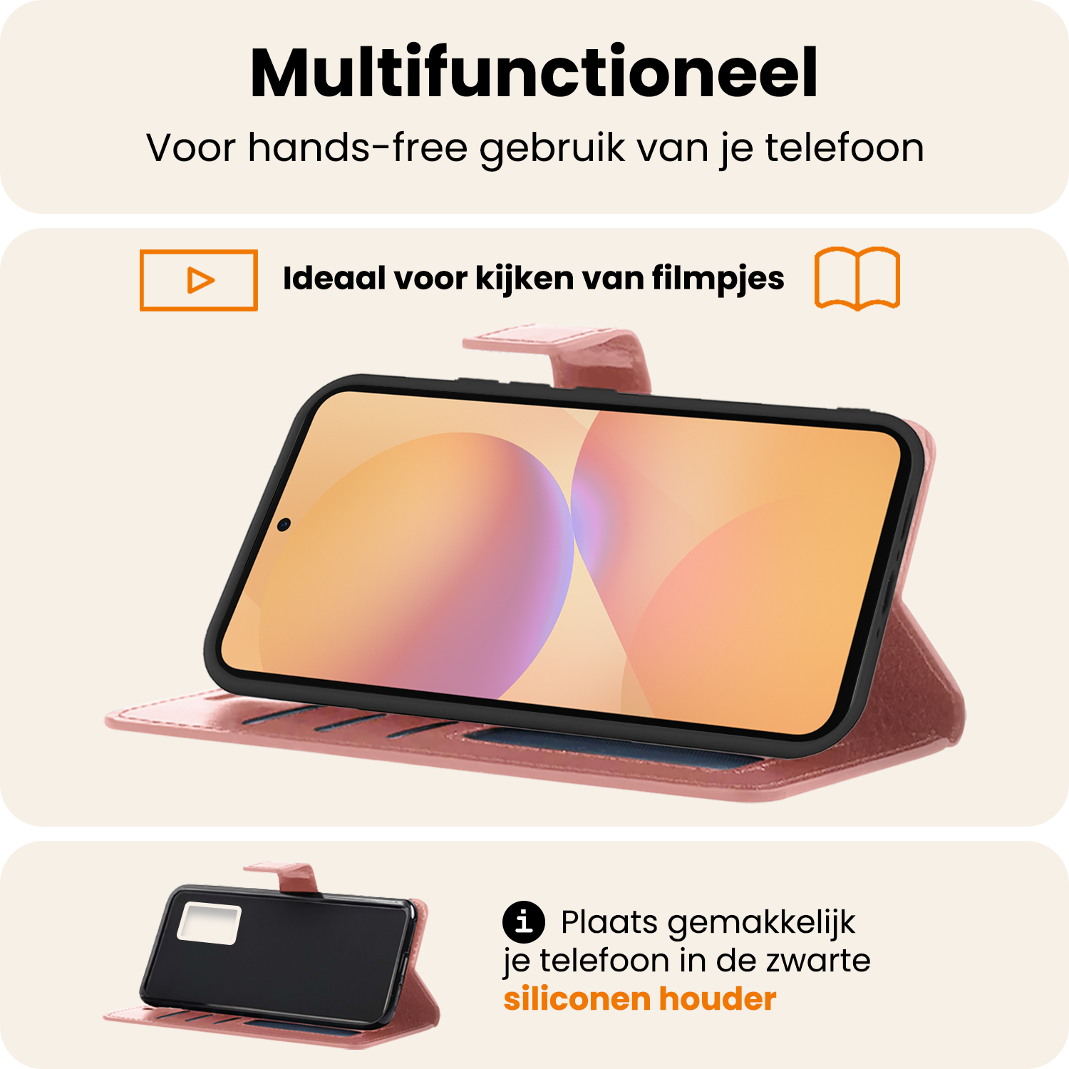 Nomfy Nomfy Samsung Galaxy A36 Hoesje Bookcase Met 2x Screenprotector - Rose Goud