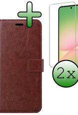 BASEY. BASEY. Samsung Galaxy A56 Hoesje Bookcase Met 2x Screenprotector - Bruin