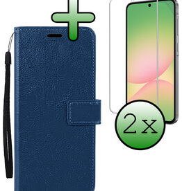 BASEY. BASEY. Samsung Galaxy A56 Hoesje Bookcase Met 2x Screenprotector - Donkerblauw