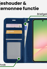 BASEY. BASEY. Samsung Galaxy A56 Hoesje Bookcase Met 2x Screenprotector - Donkerblauw