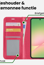 BASEY. BASEY. Samsung Galaxy A56 Hoesje Bookcase Met 2x Screenprotector - Donkerroze
