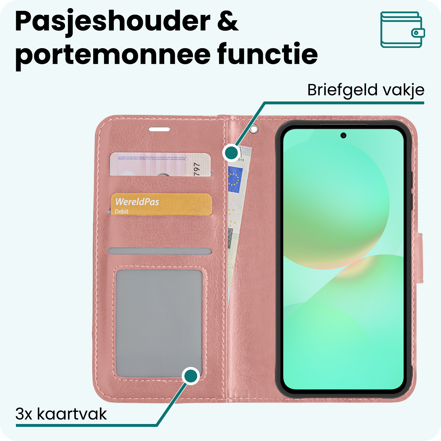 Forterra Forterra Samsung Galaxy A36 Hoesje Bookcase Met Screenprotector - Rose Goud
