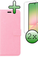 BASEY. BASEY. Samsung Galaxy A56 Hoesje Bookcase Met 2x Screenprotector - Lichtroze