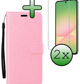 BASEY. BASEY. Samsung Galaxy A56 Hoesje Bookcase Met 2x Screenprotector - Lichtroze