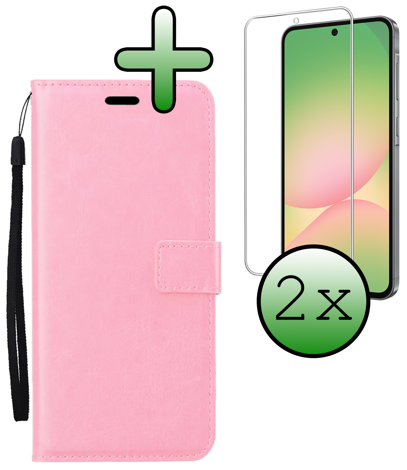 BASEY. BASEY. Samsung Galaxy A56 Hoesje Bookcase Met 2x Screenprotector - Lichtroze