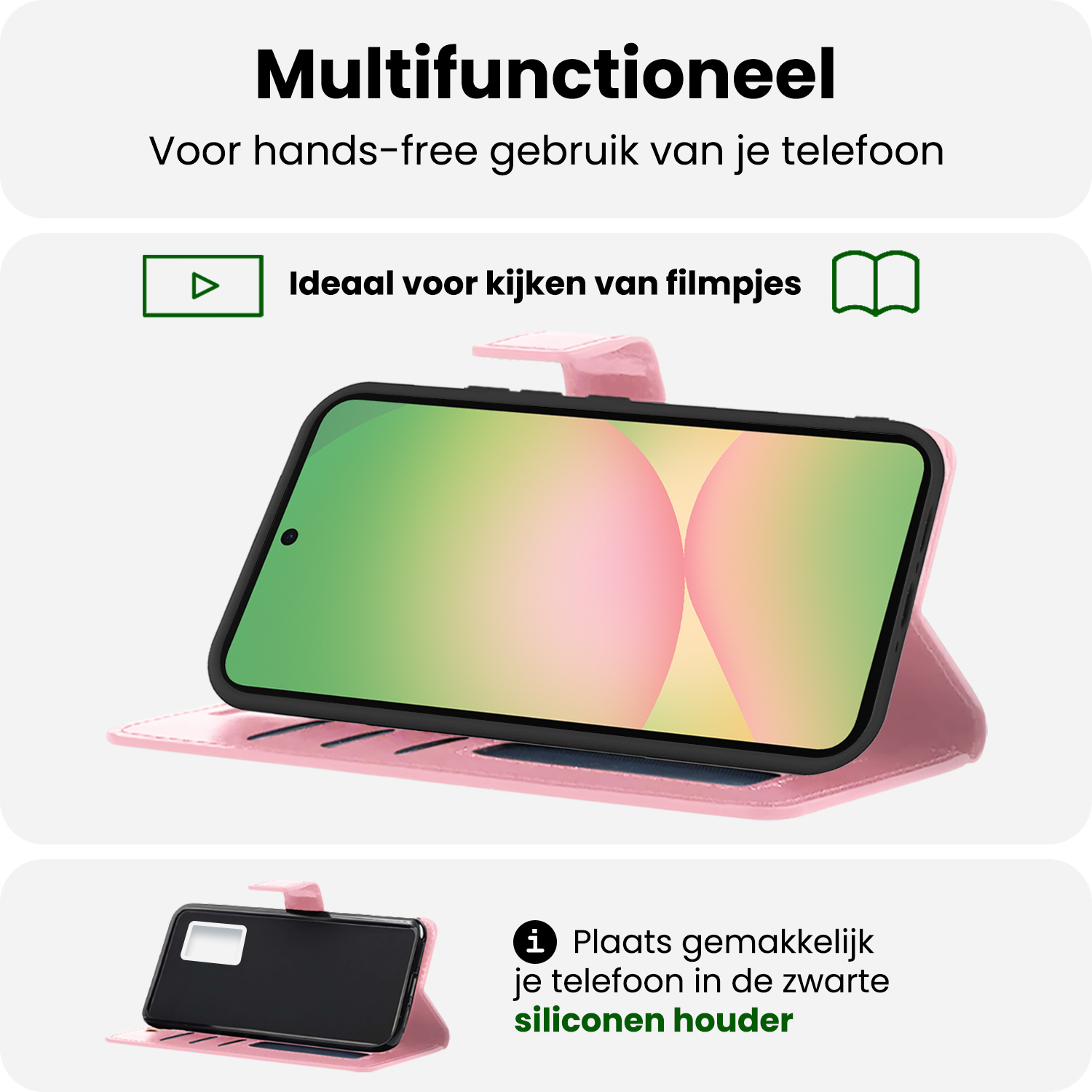 BASEY. BASEY. Samsung Galaxy A56 Hoesje Bookcase Met 2x Screenprotector - Lichtroze