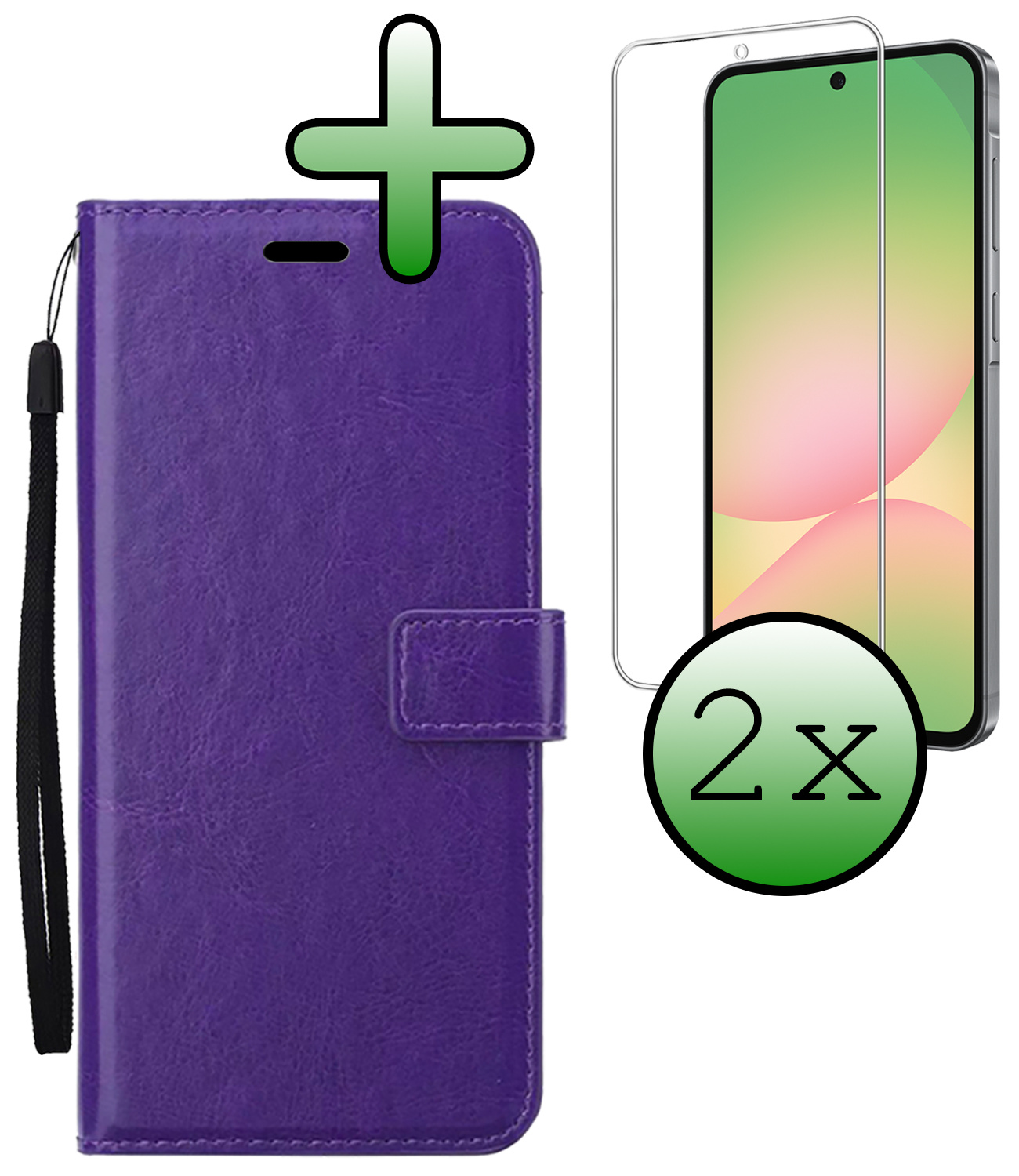 BASEY. BASEY. Samsung Galaxy A56 Hoesje Bookcase Met 2x Screenprotector - Paars