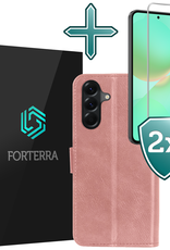 Forterra Forterra Samsung Galaxy A36 Hoesje Bookcase Met 2x Screenprotector - Rose Goud