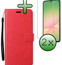 BASEY. BASEY. Samsung Galaxy A56 Hoesje Bookcase Met 2x Screenprotector - Rood