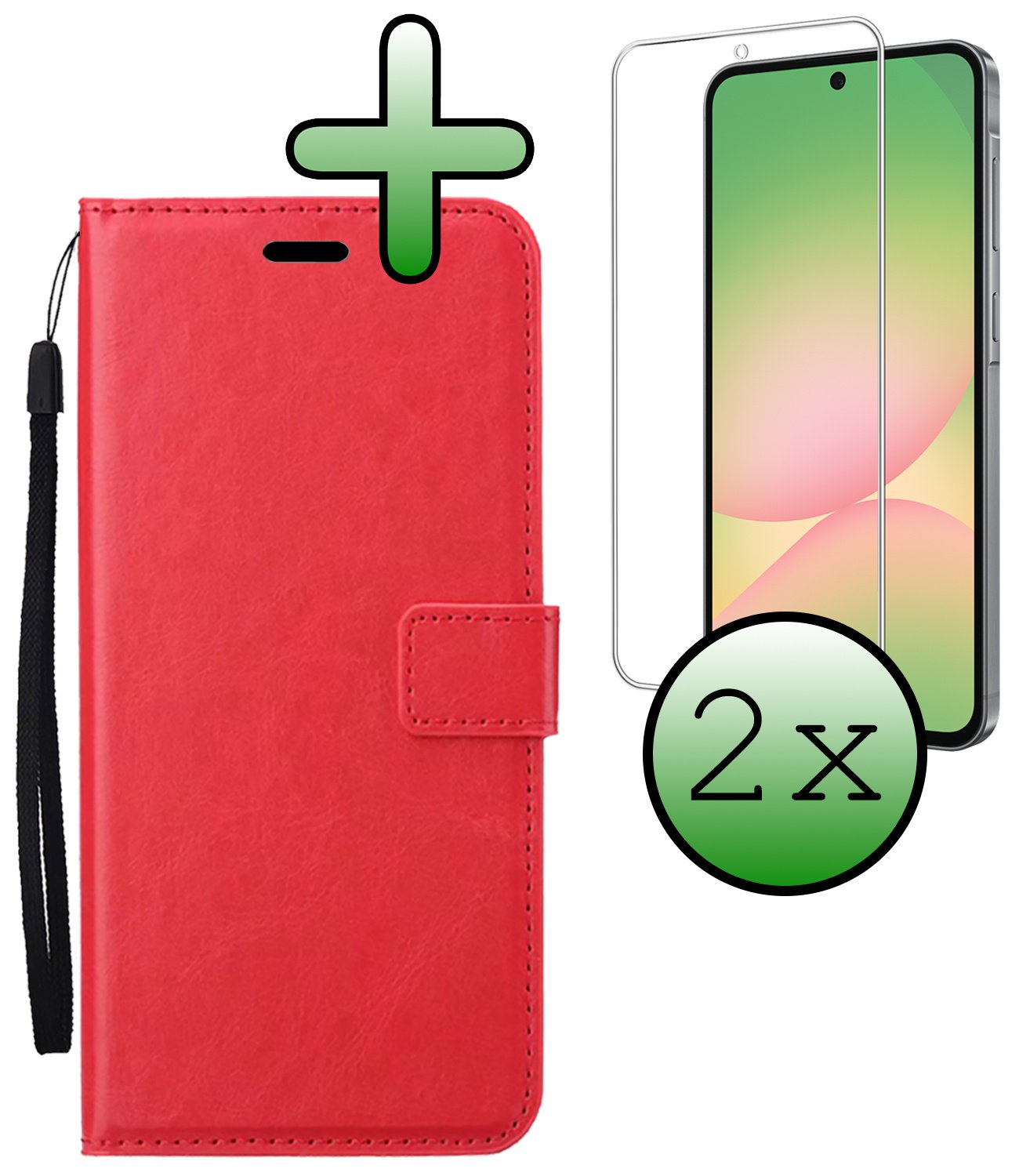 BASEY. BASEY. Samsung Galaxy A56 Hoesje Bookcase Met 2x Screenprotector - Rood