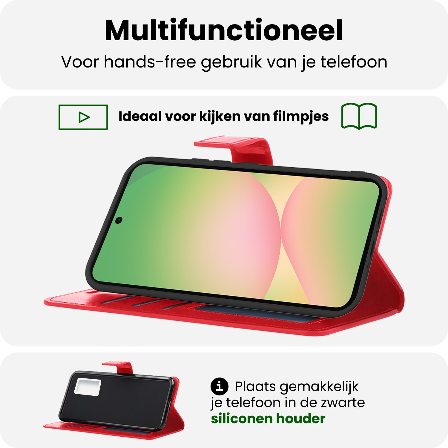 BASEY. BASEY. Samsung Galaxy A56 Hoesje Bookcase Met 2x Screenprotector - Rood