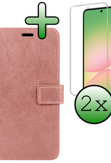 BASEY. BASEY. Samsung Galaxy A56 Hoesje Bookcase Met 2x Screenprotector - Rose Goud
